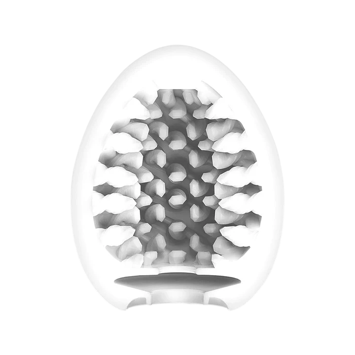Tenga Egg Brush textured male masturbator with internal projections.
