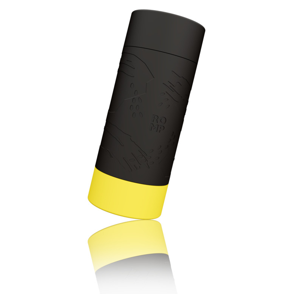 Black and yellow manual suction stroker with ROMP branding.