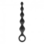 Graduated silicone anal bead chain with a loop handle.