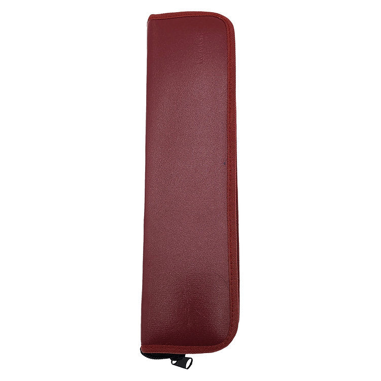 Red zippered case for a penis plug set.