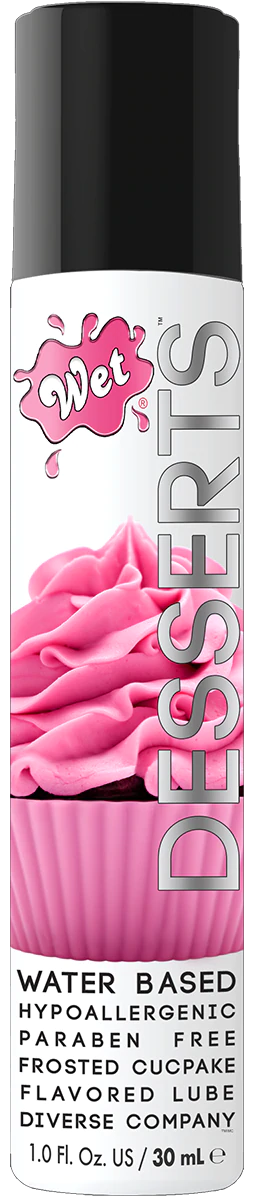 Wet Desserts Frosted Cupcake flavored lube with pink frosting.