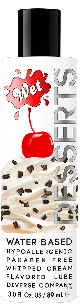 Wet Whipped Cream flavored water-based lubricant with a cherry on top.