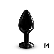 Black metal anal plug with a diamond base, size medium.