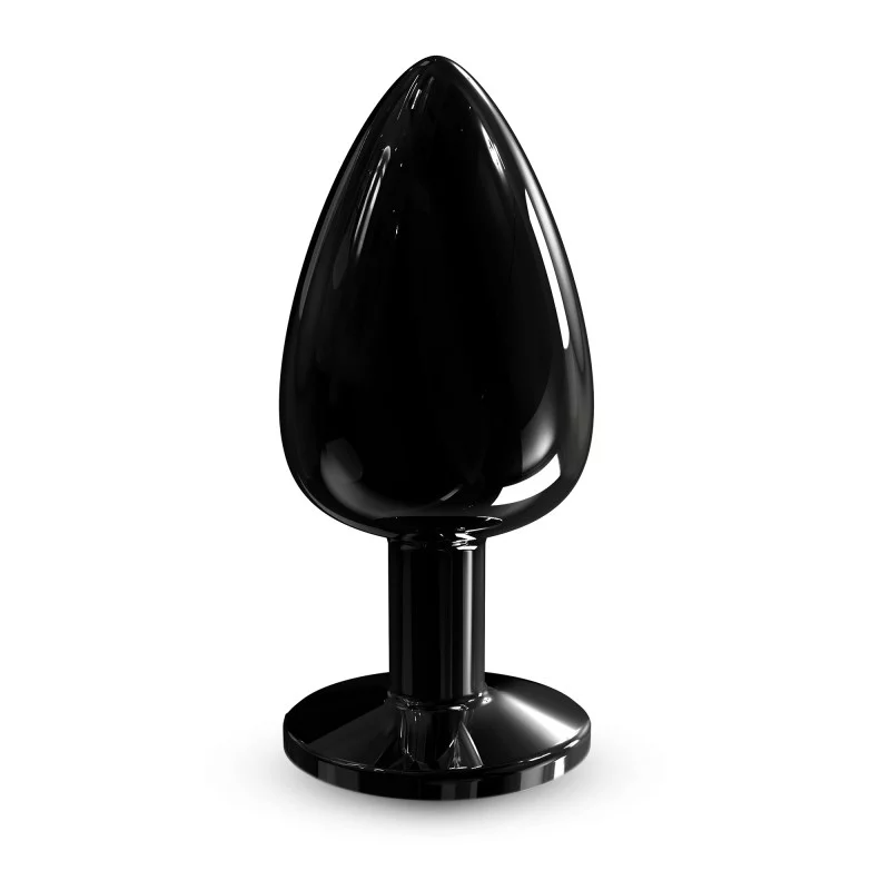 Black metal anal plug with a diamond-shaped base.