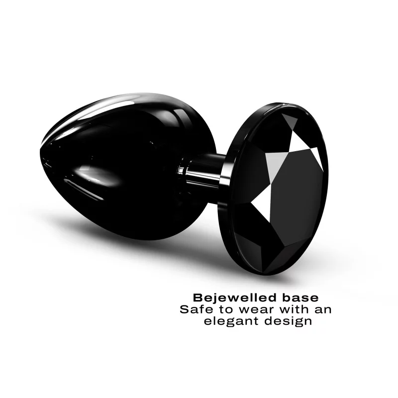 Black metal anal plug with a faceted diamond-shaped base.