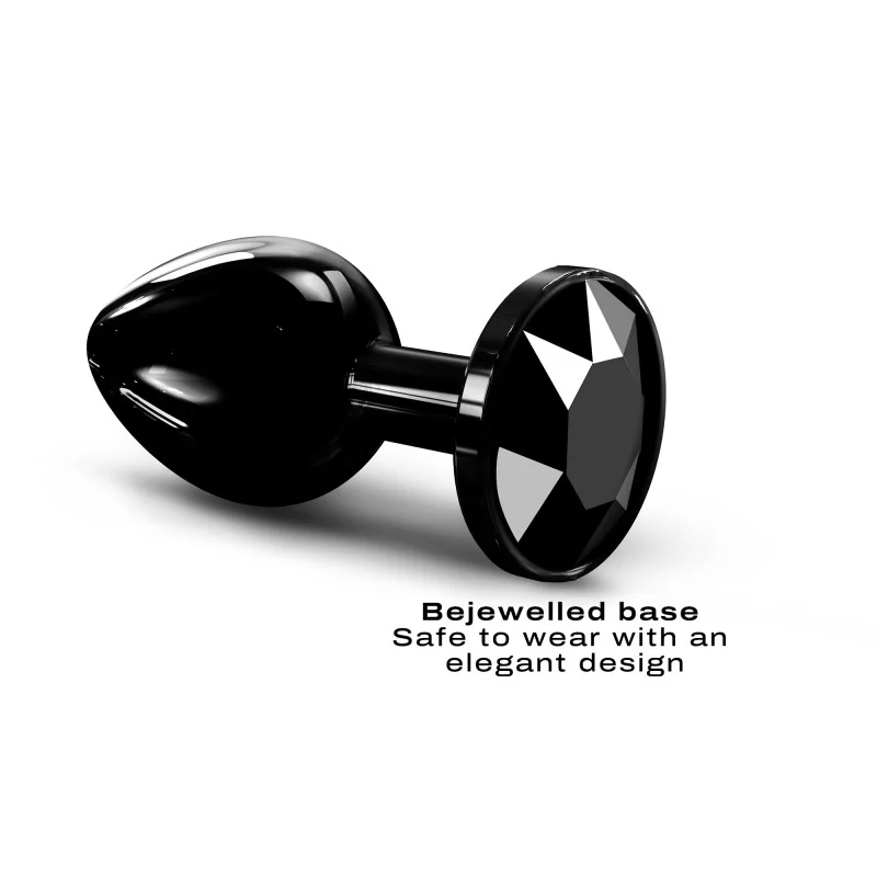 Black metal anal plug with a faceted diamond-shaped base.