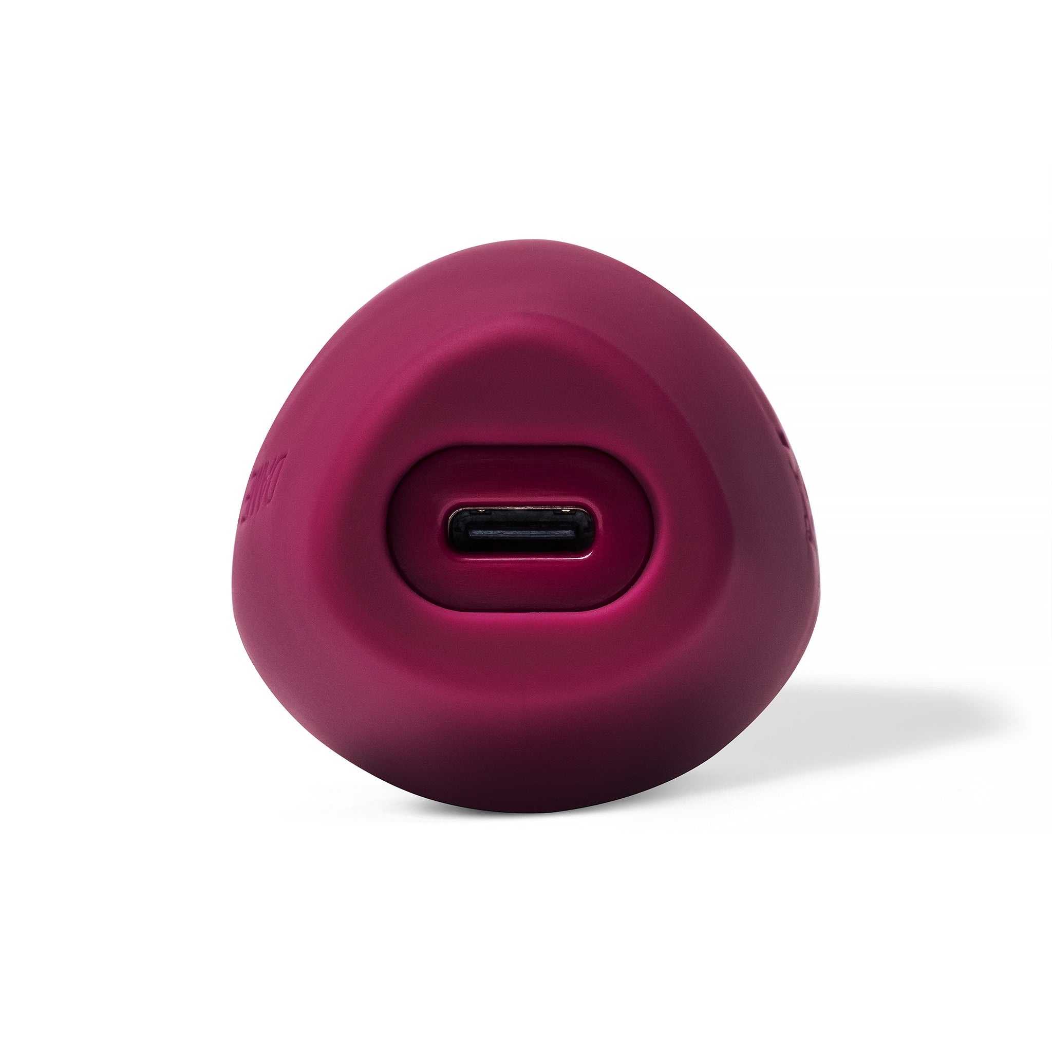 Plum colored vibrator with a USB-C charging port.