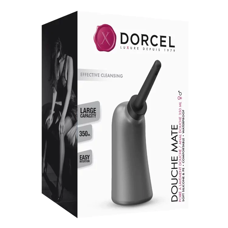 Dorcel hygienic pear-shaped enema with 350ml capacity.