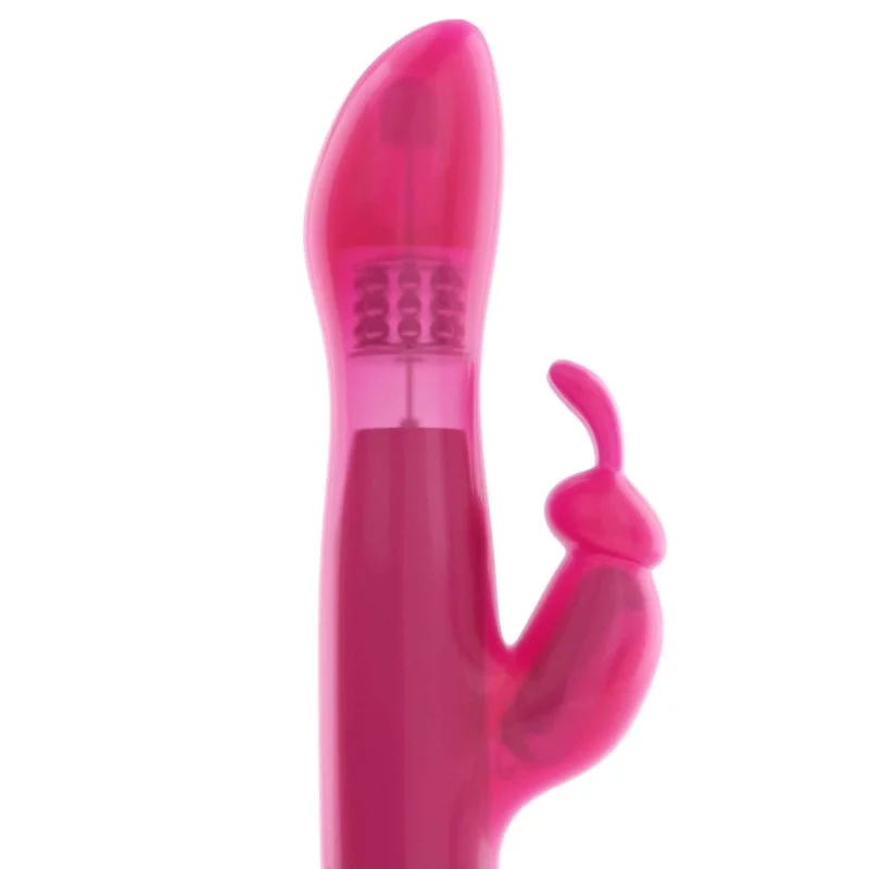 Pink rabbit vibrator with a rotating head.