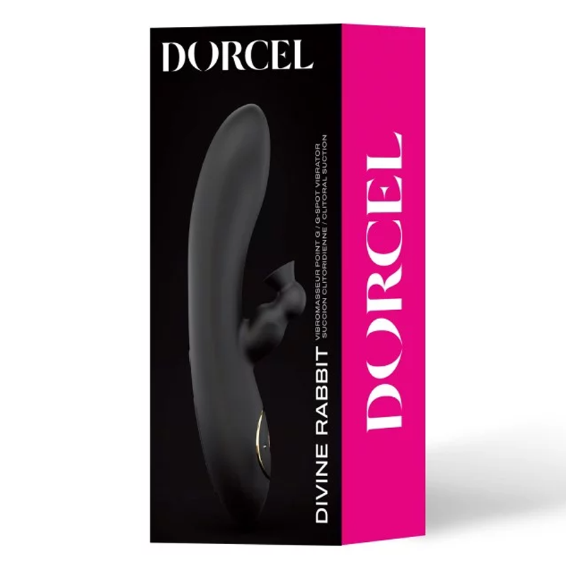 Black Dorcel Divine Rabbit vibrator with G-spot and clitoral suction.