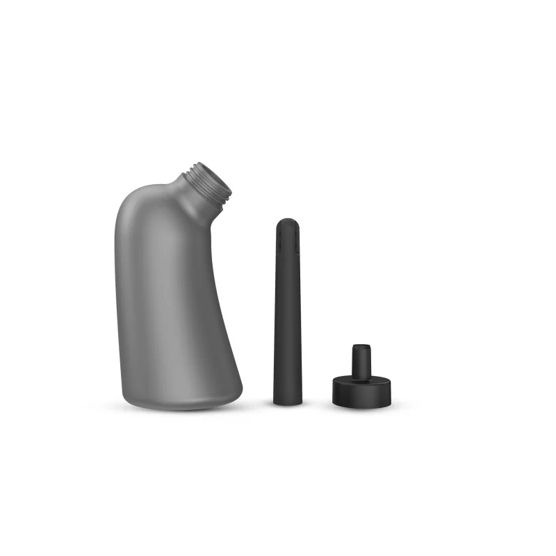 Pear-shaped enema bottle with applicator and cap.