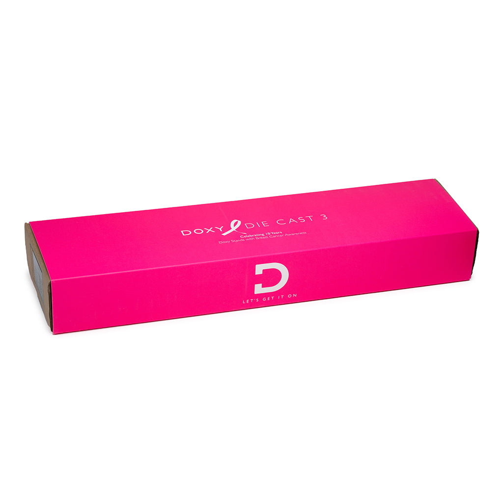 Hot pink Doxy Die Cast 3 compact wand massager box.