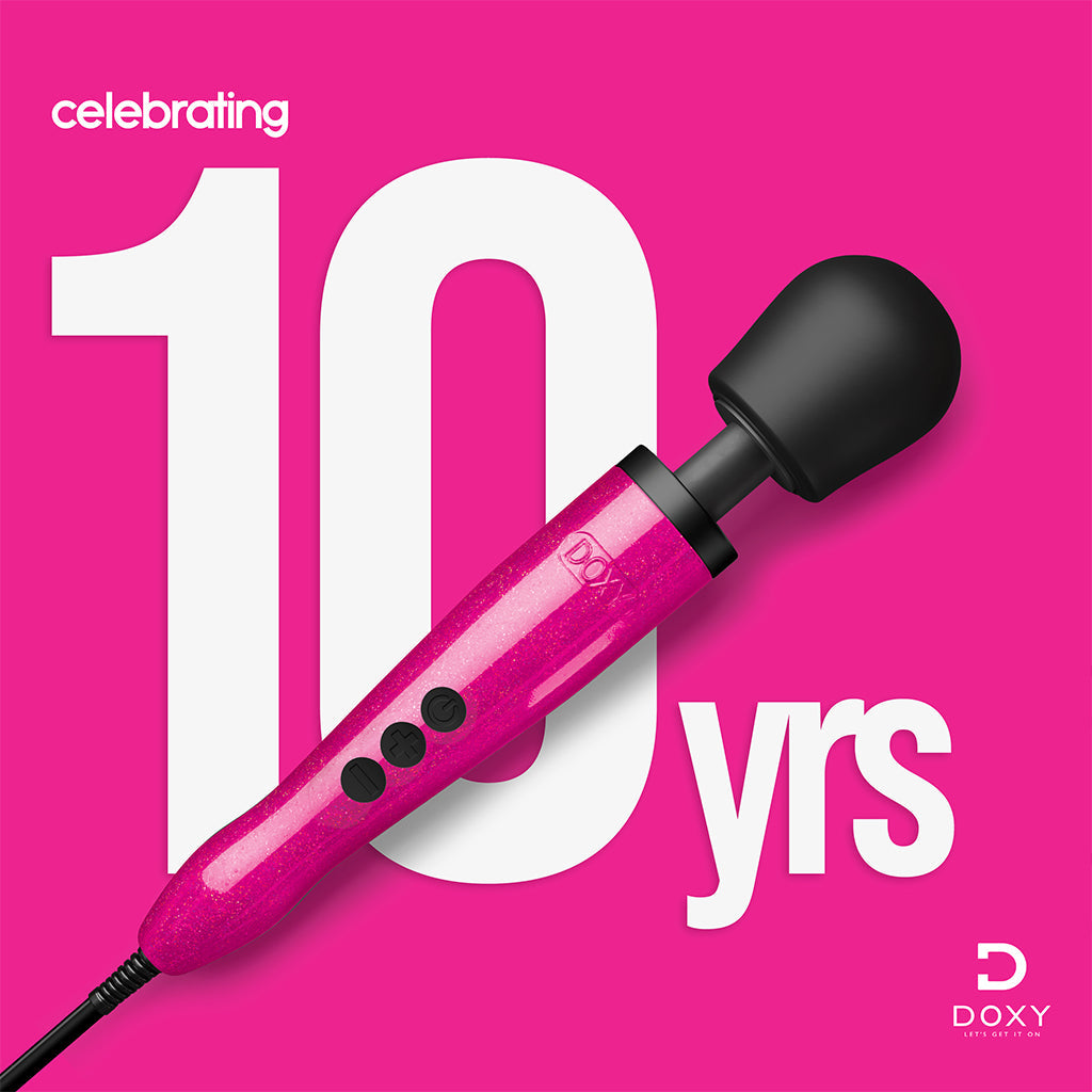 Hot pink Doxy wand massager celebrating 10 years.