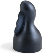 Black clitoral flutter wand attachment with wing detail.