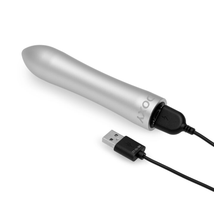 Silver bullet vibrator with USB charging cable.