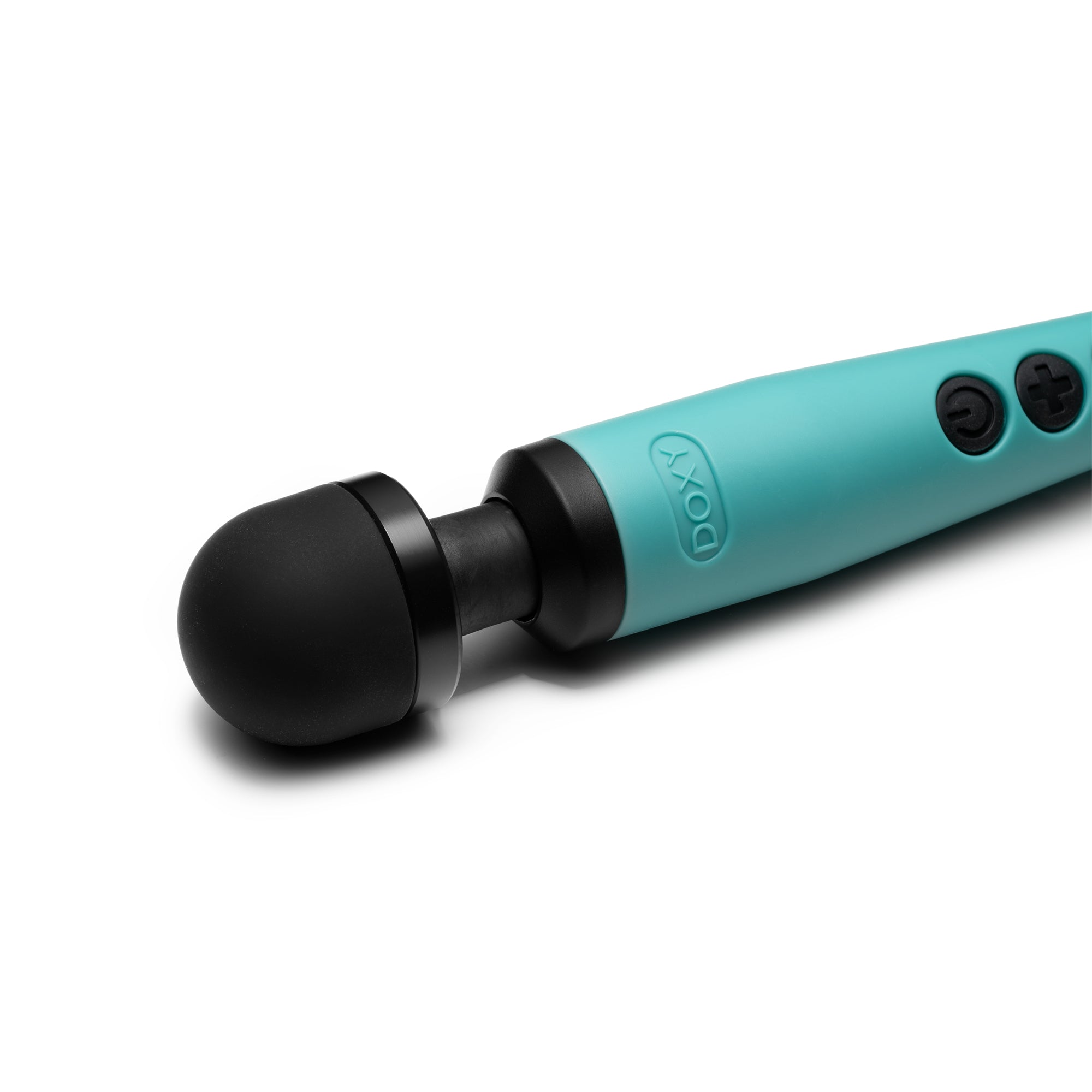 Turquoise Doxy 3 USB-C powered wand massager with black head.