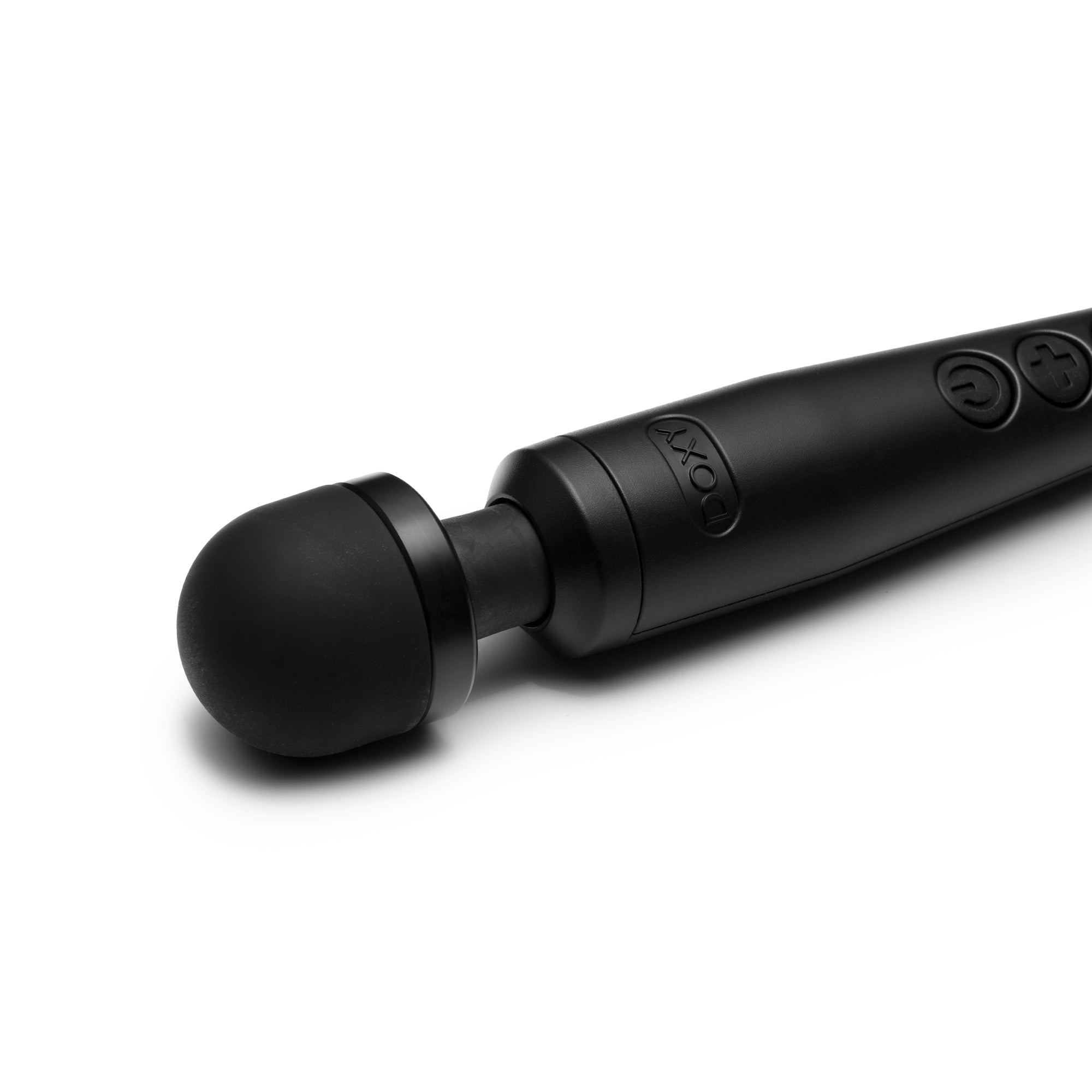 A black Doxy 3 wand massager with a rounded head and visible buttons.