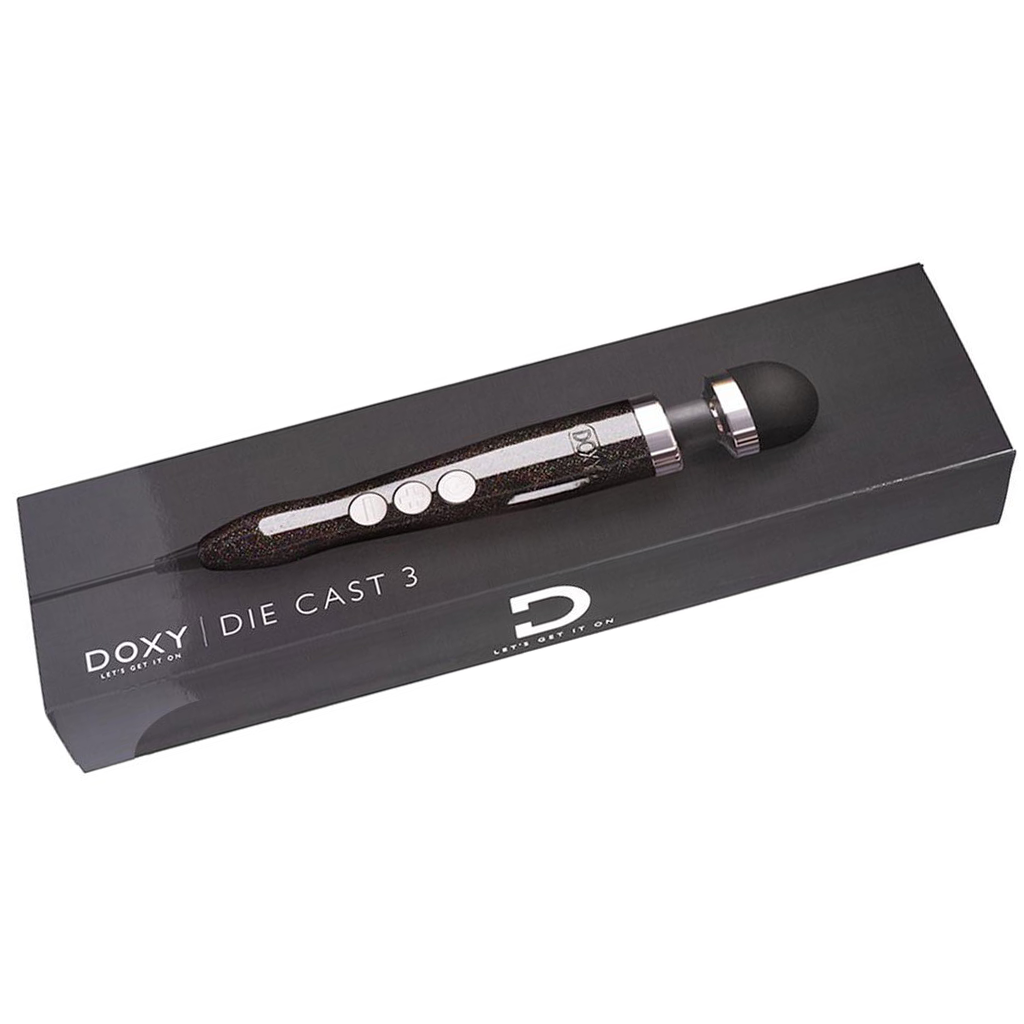 Doxy Die Cast 3 compact wand massager in disco black.