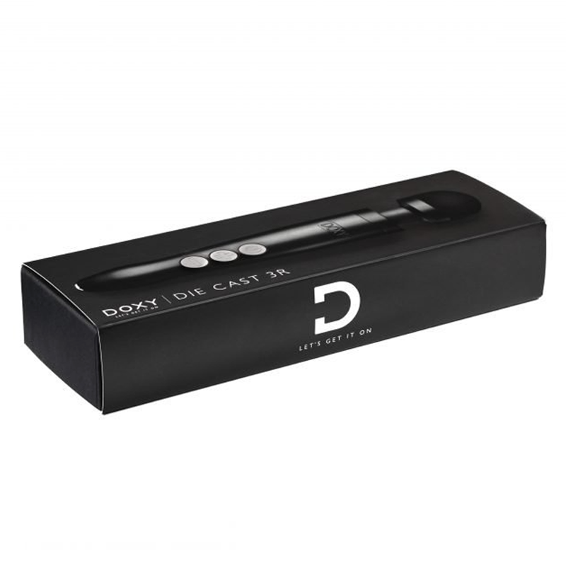 Doxy Die Cast 3R rechargeable wand massager in matte black.