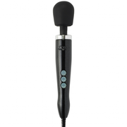 Black Doxy Die Cast wand massager with a weighted motor and three control buttons.