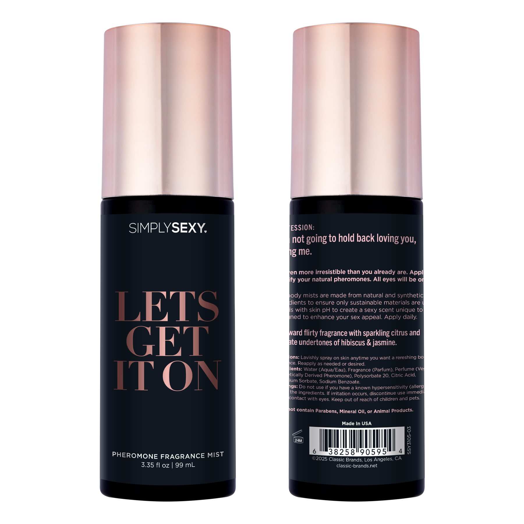 Simply Sexy Pheromone Body Mist in "Let's Get It On" citrus fragrance.
