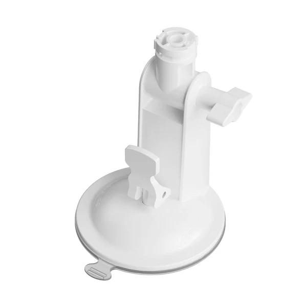 White suction cup mount with adjustable angle for a vibrator.