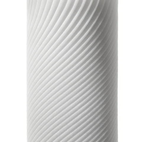 White textured masturbator with diagonal ribbed pattern.