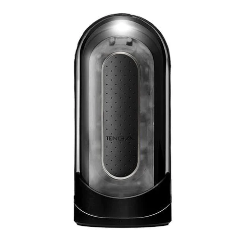Tenga Flip Zero EV Black rechargeable vibrating stroker with textured interior.