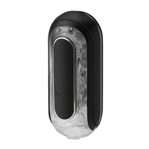 Tenga Flip Zero EV Black rechargeable vibrating stroker with a textured black insert and clear casing.