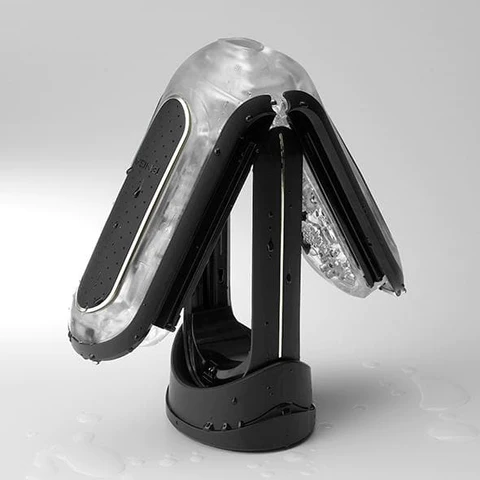Tenga Flip Zero EV Black rechargeable vibrating stroker with a clear top and black base.