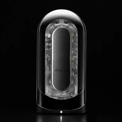 Tenga Flip Zero EV Black rechargeable vibrating stroker with textured interior.