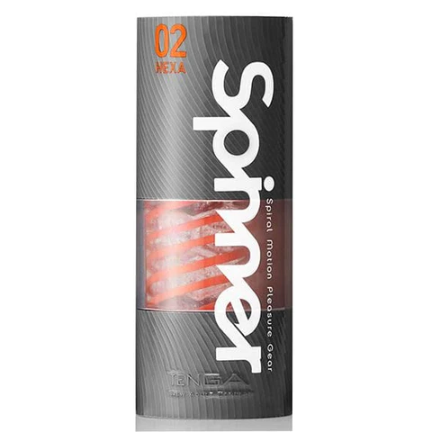 Tenga Spinner 02 Hexa reusable male masturbator with spiral design.