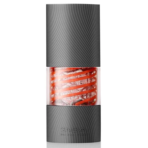 Tenga Spinner 02 Hexa reusable male masturbator with red spiral texture.
