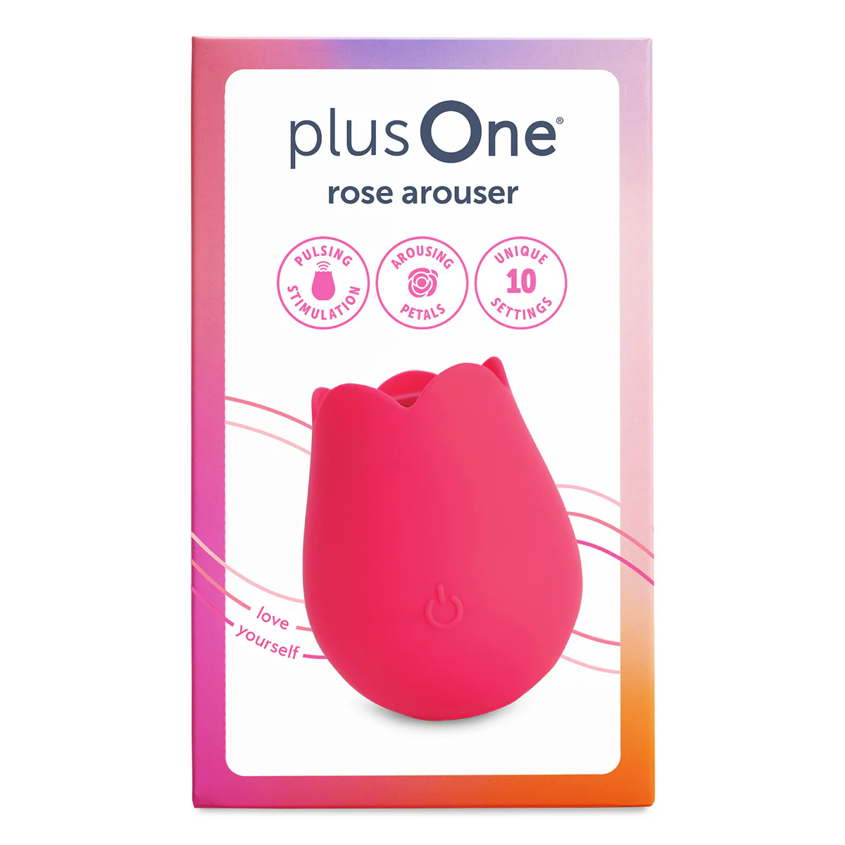 Pink rose-shaped clitoral stimulator with pulsing stimulation and 10 settings.