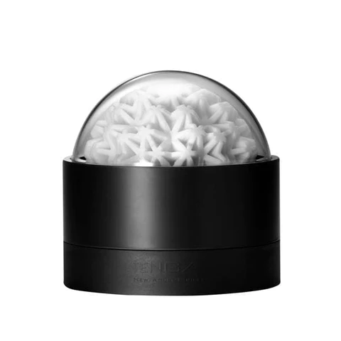 Tenga Geo Coral reusable male masturbator with a clear dome and black base.