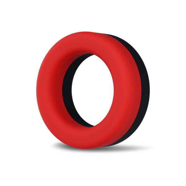 Red and black thick silicone cock ring.