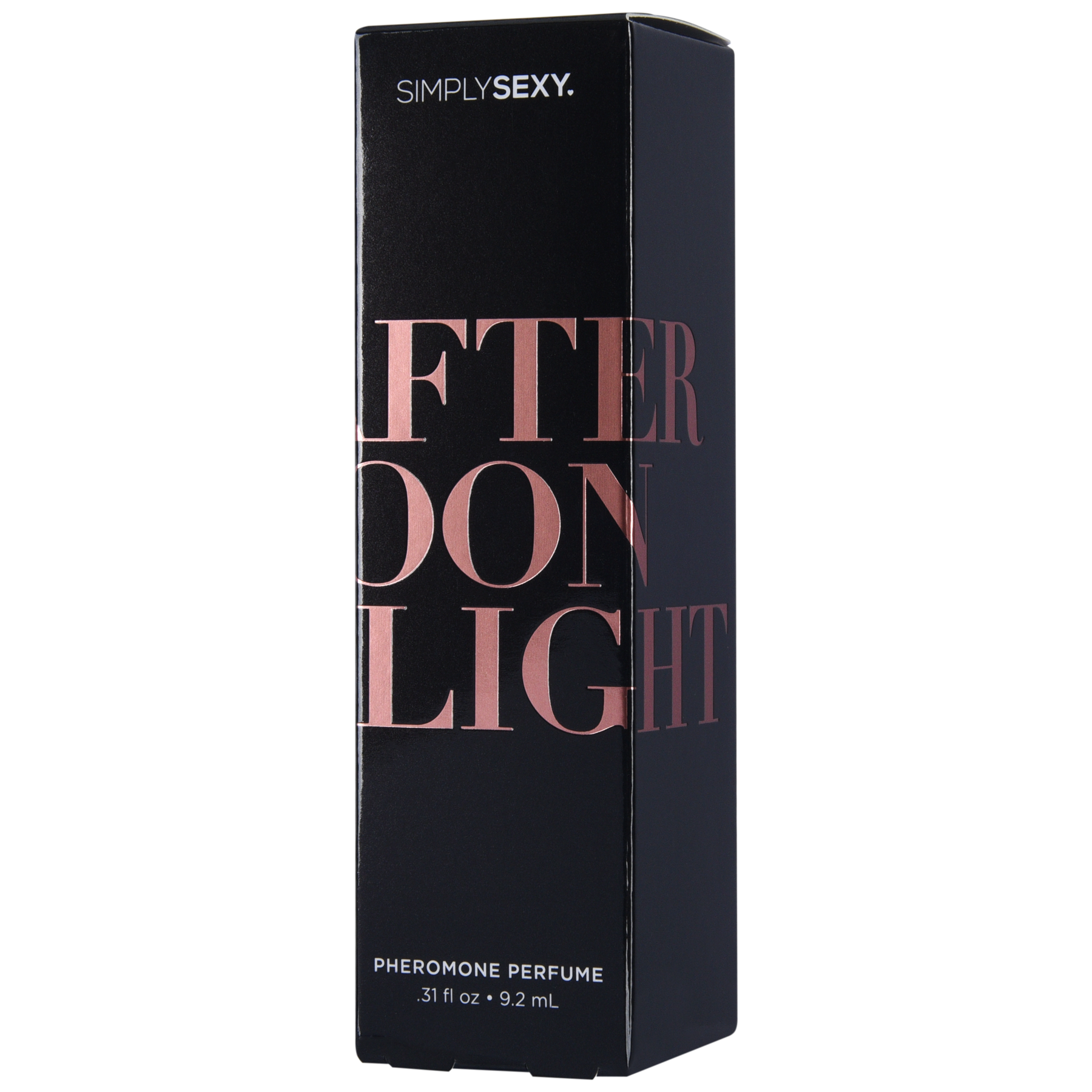 Simply Sexy Afternoon Delight Pheromone Perfume box with rose gold lettering.