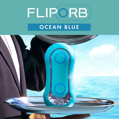 Tenga Flip Orb Ocean Blue reusable male masturbator with dual textures.