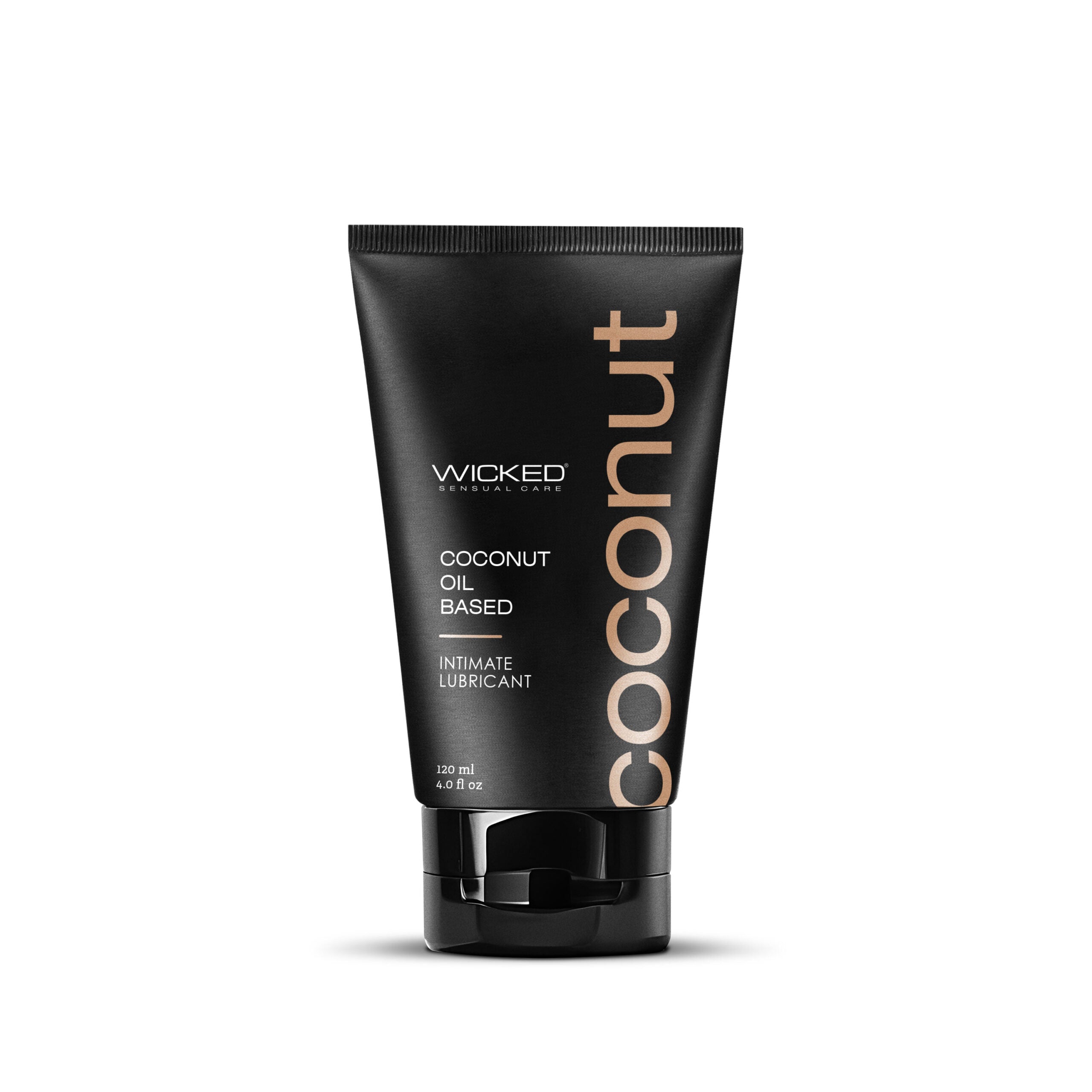 Black tube of Wicked Coconut Oil Based Intimate Lubricant.