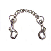 Silver metal chain with two trigger hooks.