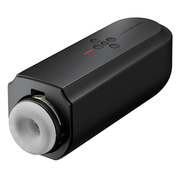 Black app-controlled male masturbator with a white opening and buttons on top.