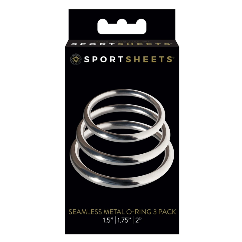 Sportsheets seamless metal o-ring set in silver.