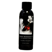 Edible massage oil bottle with cherry design.