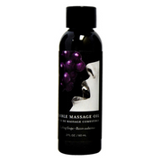 Bottle of Grape Edible Hemp Seed Massage Oil with grapes and lips graphic.