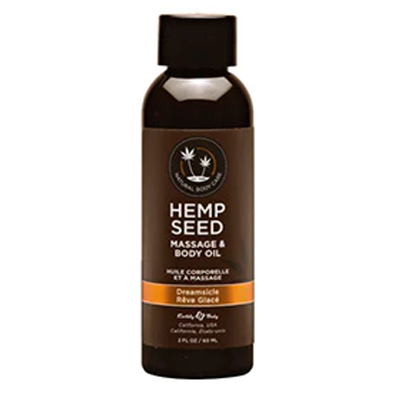 Hemp Seed Massage & Body Oil in Dreamsicle scent.