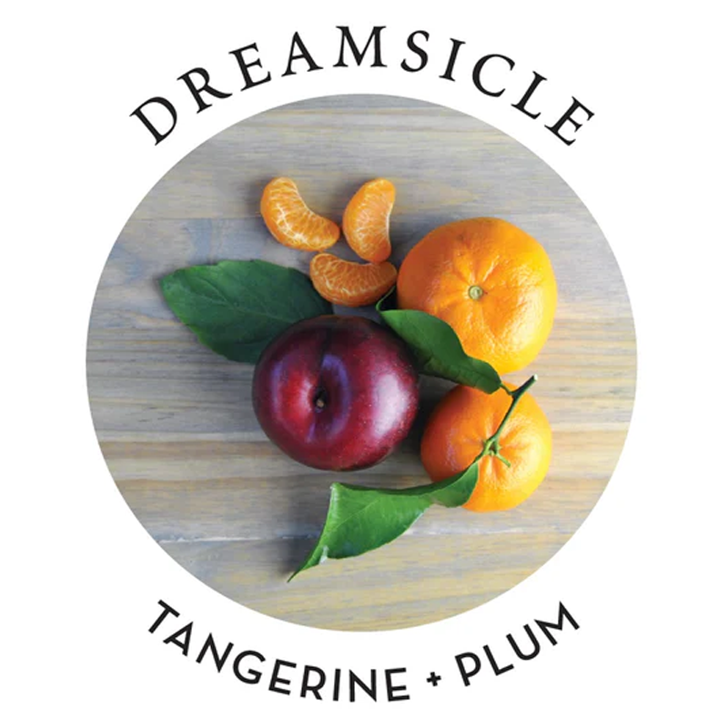 Dreamsicle scent massage oil with tangerines and plum.