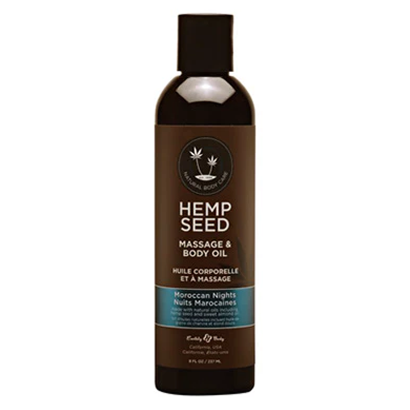 Hemp Seed Massage & Body Oil in Moroccan Nights scent.