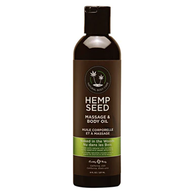 Hemp Seed Massage & Body Oil in Naked in the Woods scent.