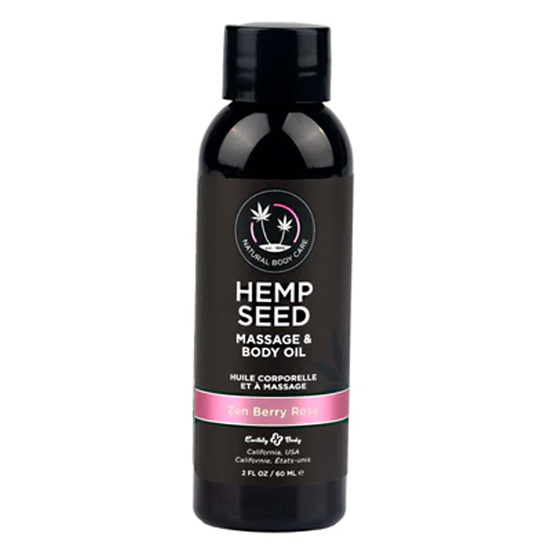 Zen Berry Rose Hemp Seed Massage Oil bottle.
