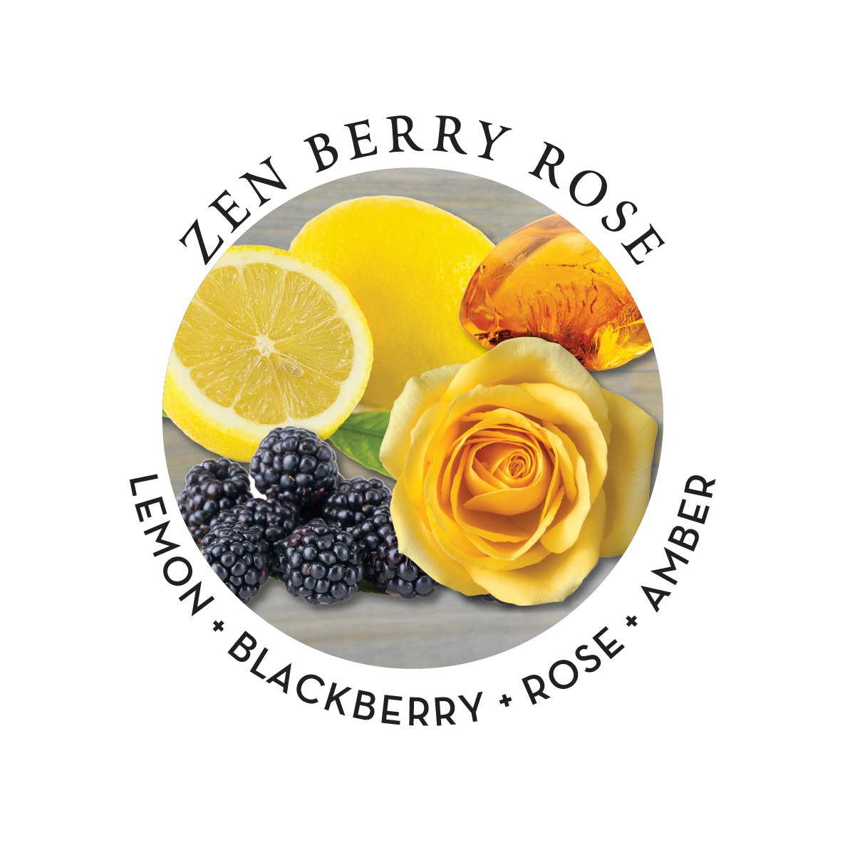 Zen Berry Rose massage oil with lemon, blackberry, rose, and amber.